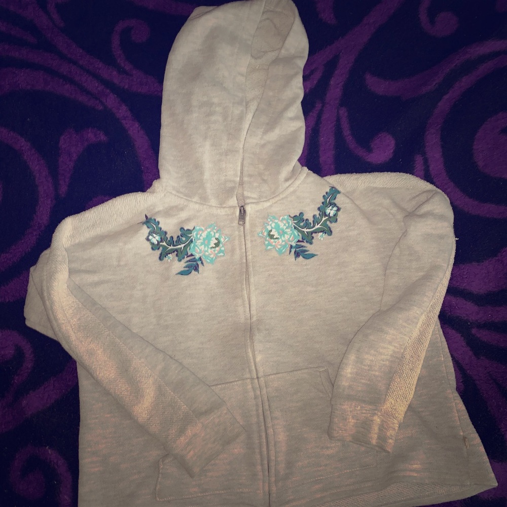 Grey flowers Hoodie